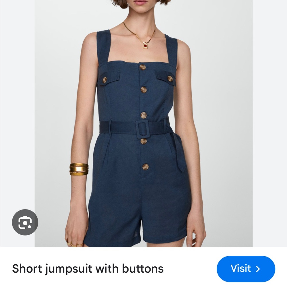 Mango NWT - Navy Blue Buttoned Jumpsuit
